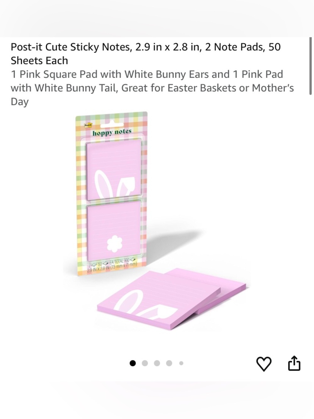 Pink Bunny Sticky Note Pads - Cute Easter Note Pads